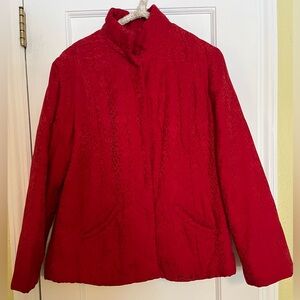 J. Jill Vibrant Red Silk Blend Quilted Jacket